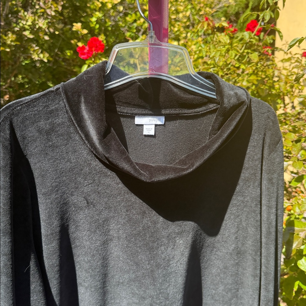Pure Jill J. Jill Black Velvet Cowl Neck Tunic Top Pima Cotton Blend XL RN 97641